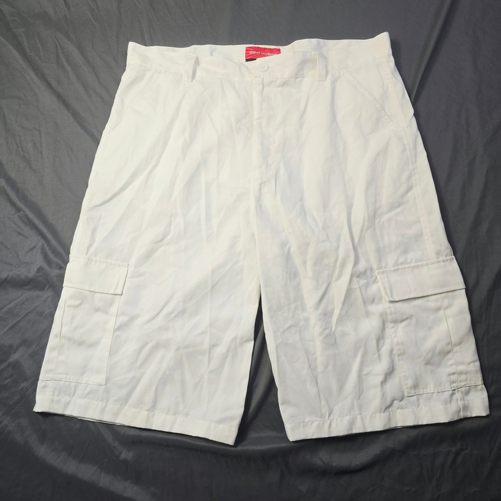 Red Iodine Men's Cargo Shorts Size 40 White Utility Pockets Casual